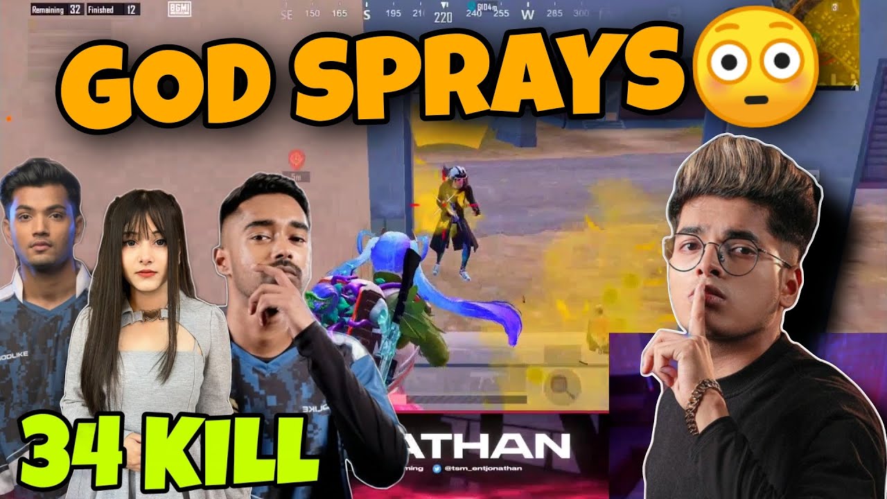 JONATHAN's GOD SPRAYS | PUMPED 💪🏻 | 34 KILL | GOD CLUTCH😱 | NEYOO | HARSHITA | KIKI | MN SQUAD