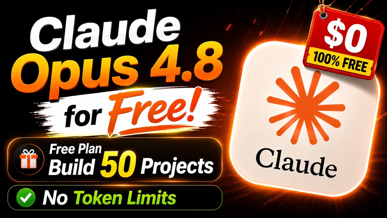 Claude Opus 4.8 БЕСПЛАТНО! Создайте 50 ИИ-проектов (без лимита токенов)