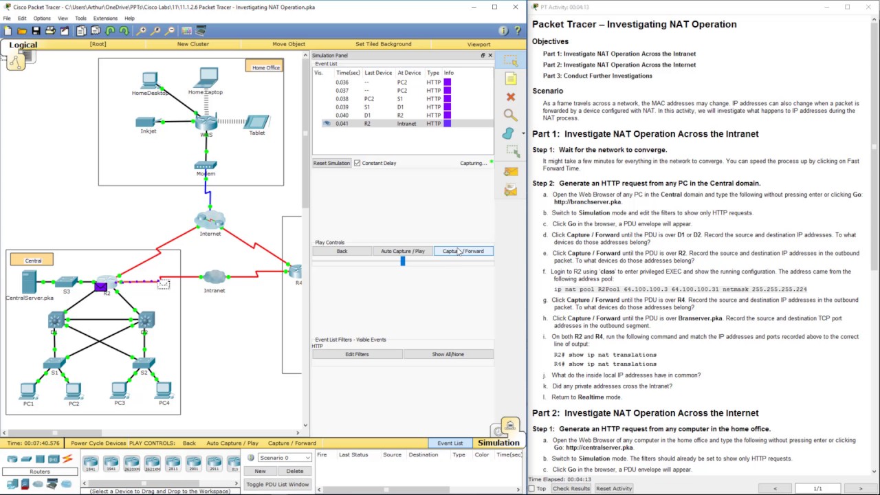Lab 5.1.2.6 Packet Tracer - Investigating NAT Operation