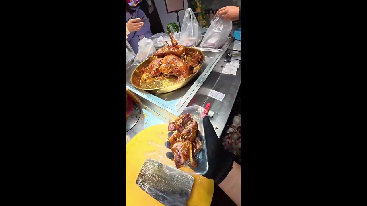 Street Food POV | Real-Time Glazed Duck Chopping & Plating | Ambient Sounds