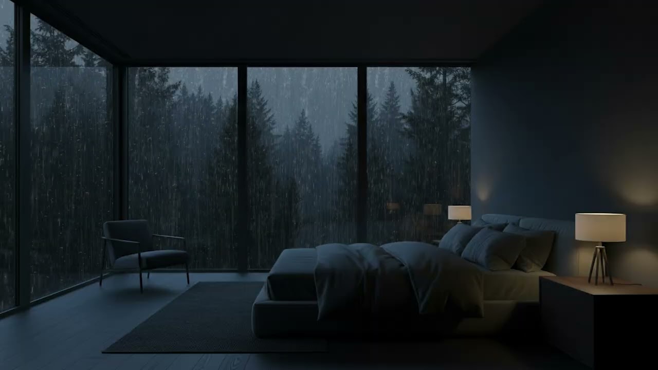 Rain on Window in a Dark Cozy Room 🌙 Deep Sleep Ambience for Calm Nights (8 Hours)