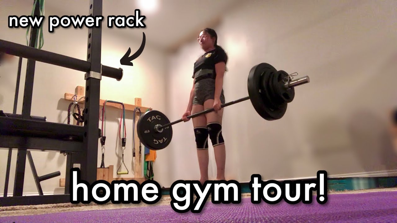 NEW BASEMENT GYM TOUR! | Rep PR-1000 power rack, diy deadlift platform, amazon weight tree, etc.