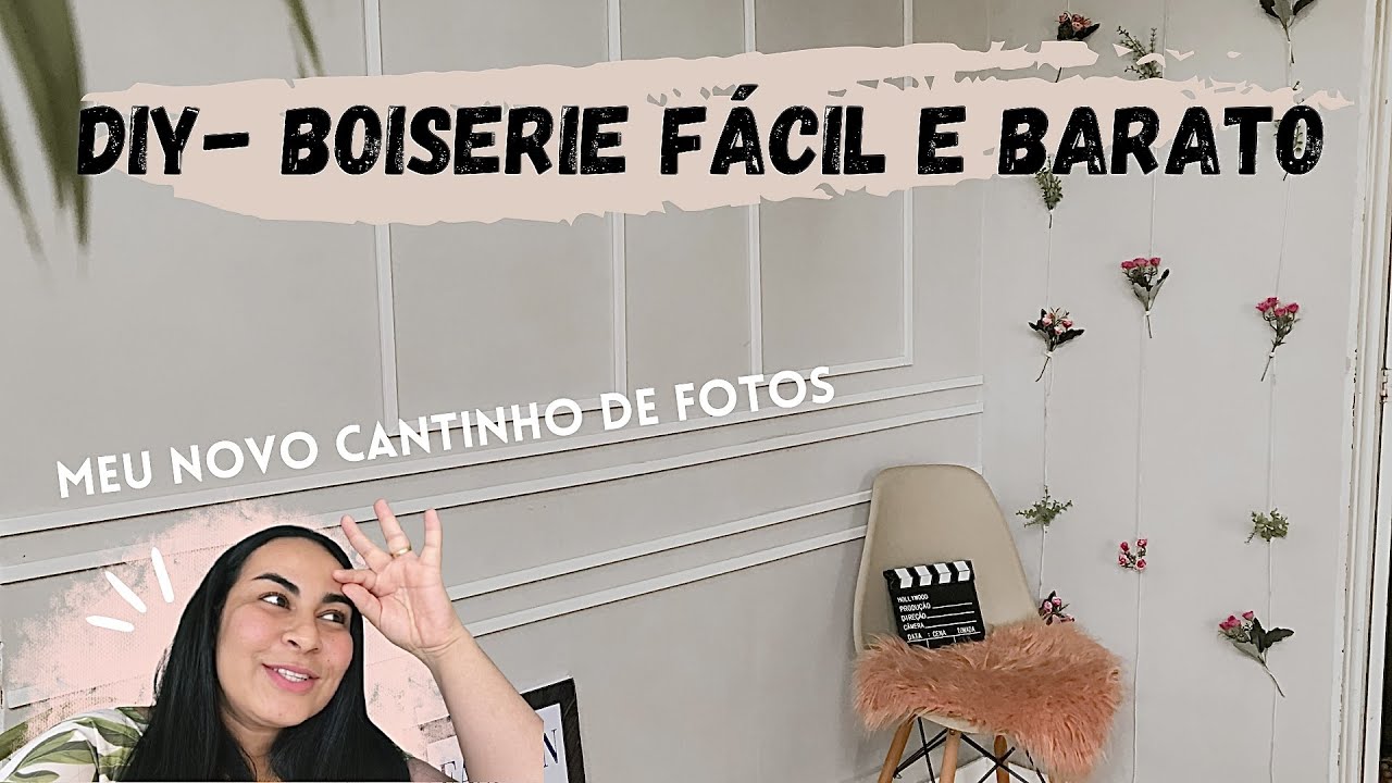 DIY- COMO FIZ BOISERIE - fácil e gastando pouco/ reforma do cantinho para fotos - faça você mesmo.