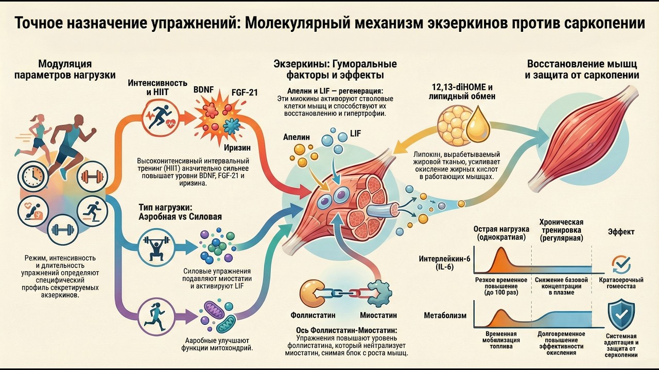 Физические упражнения, экзеркинес и саркопения: молекулярное лекарство от старения мышц