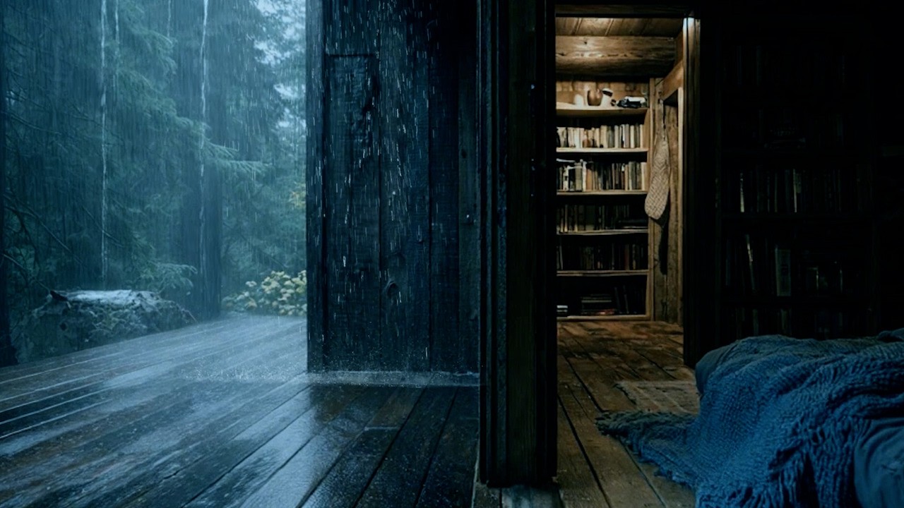 Nice Heavy Rain Rhythm for Deep Sleep & Relaxation | Rain in the Forest Cabin🌧️🌲