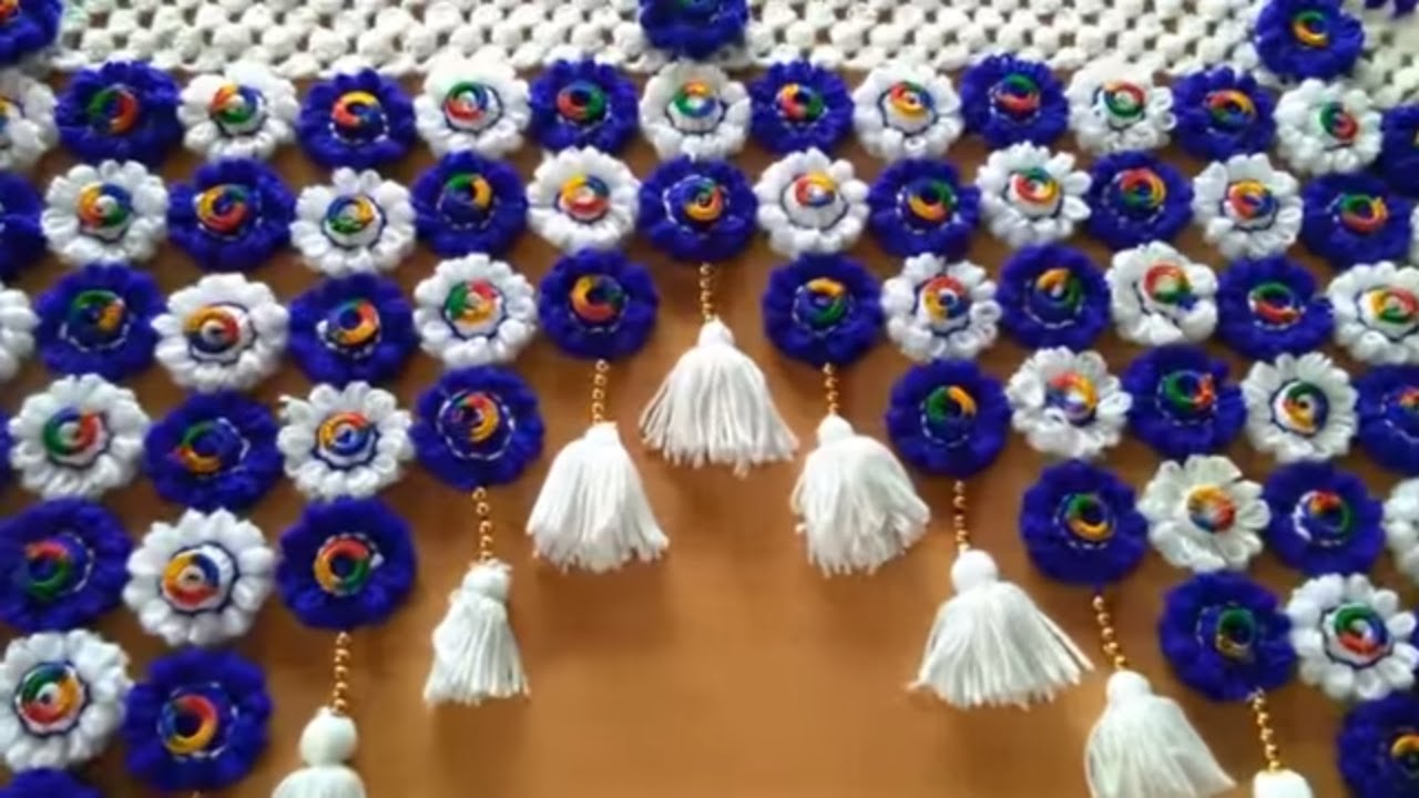Easy Door Toran From Woolen ll Easy Beautiful Door Toran ll Door Hanging toran pom pom Woolen idea