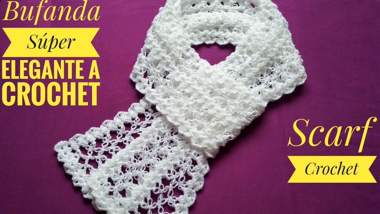 🧣Bufanda Tejida Crochet Súper Elegante/Easy Crochet Scarf/Bufanda tejida a croché/Cómo tejer bufanda