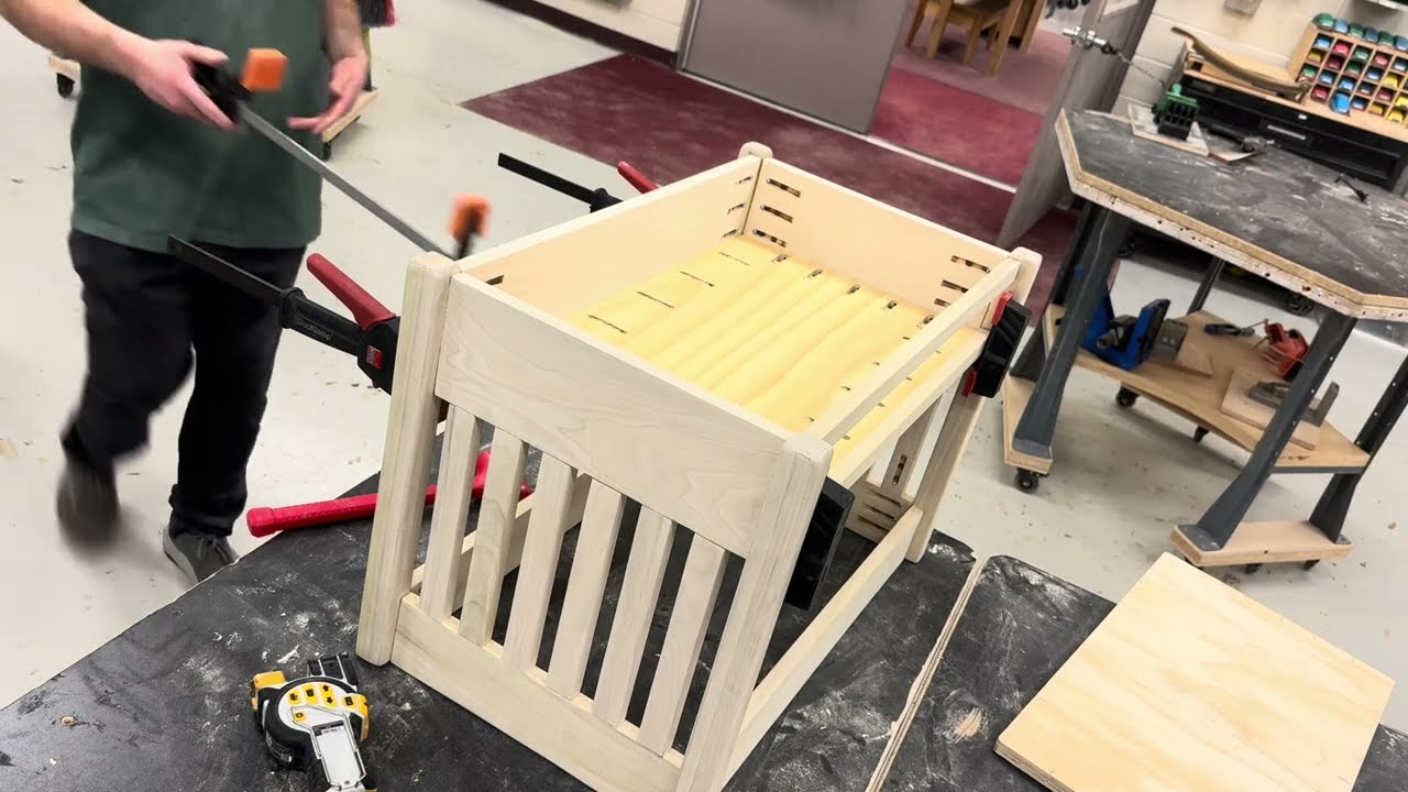Assembly of the Bottom Shelves on the  Shoe Rack Bench Chest 
