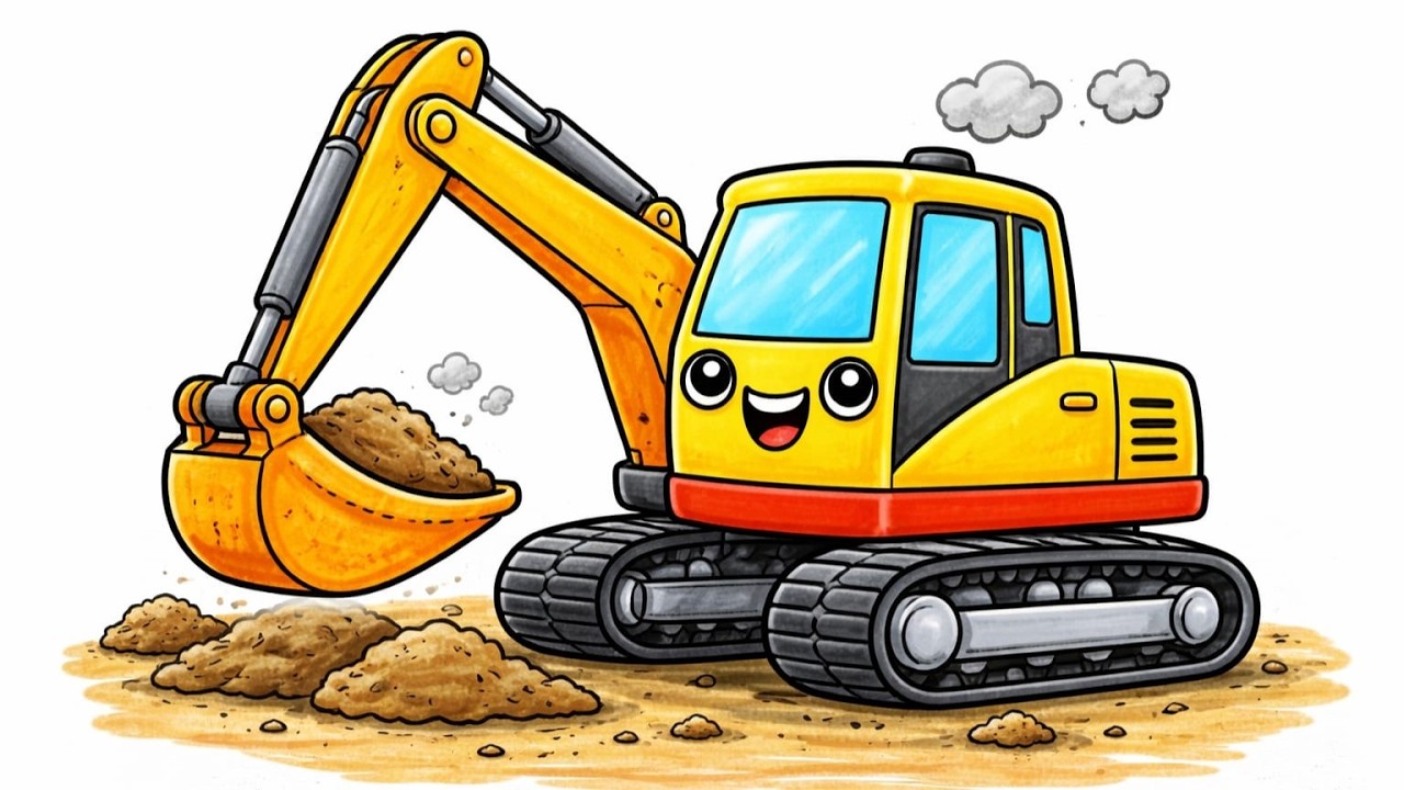 🚜 Easy Excavator Drawing for Kids | Let’s Draw an Excavator! | How to Draw an Excavator✏️