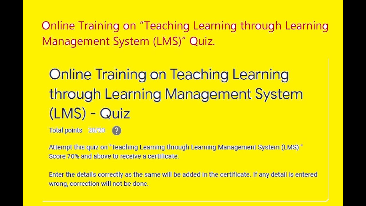Online Training on&ldquo;Teaching Learning through Learning Management System (LMS)&rdquo; Quiz