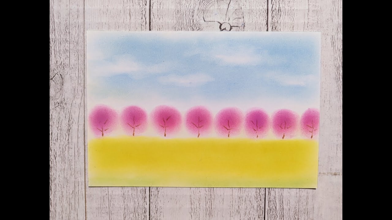 【初心者のためのパステルアート通信講座】さらっと描いてそれっぽく見える☆菜の花と桜並木