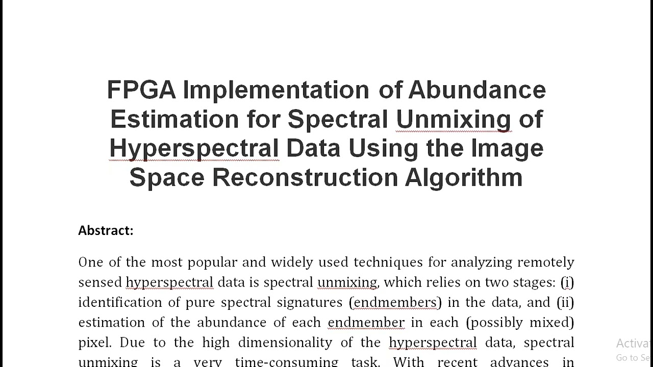 FPGA Implementation of Abundance Estimation for Spectral Unmixing of Hyperspectral Data Using the Im