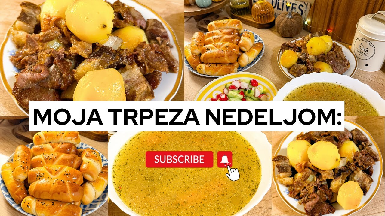 Moja trpeza nedeljom: Kiflice meke kao duša, teletina kao ispod sača koja se topi, supa, salata✨