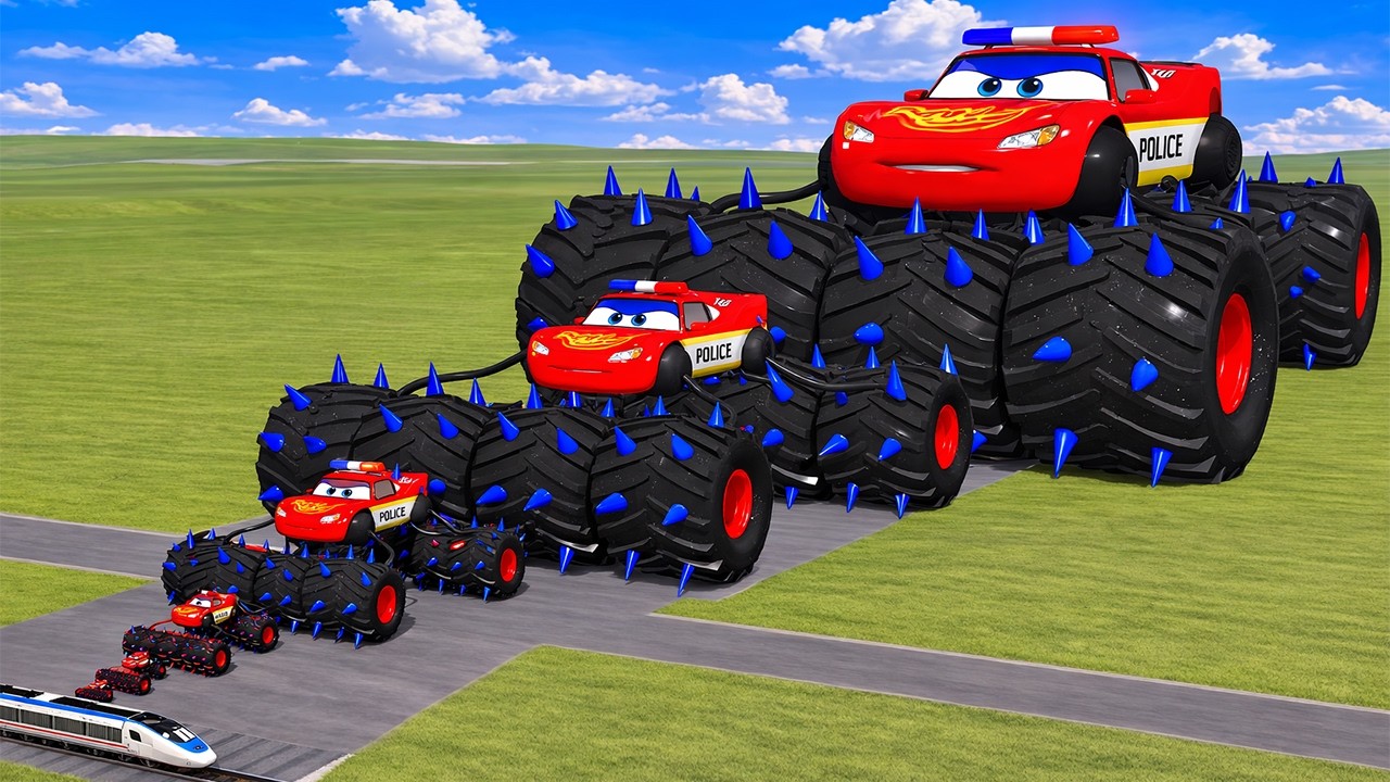 Big & Small Monstar Lightning McQueen VS Trains Thomas | BeamNG.drive
