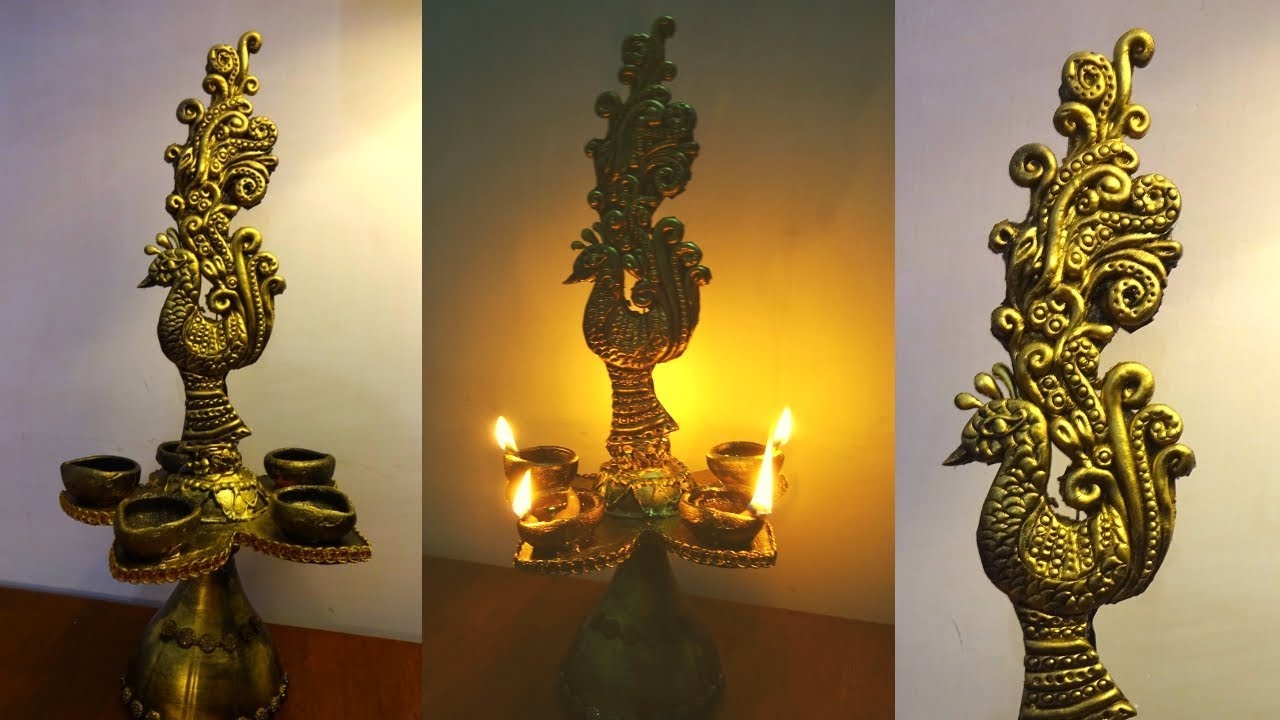 DIY Peacock Diya Stand from Waste/ Diwali DIY