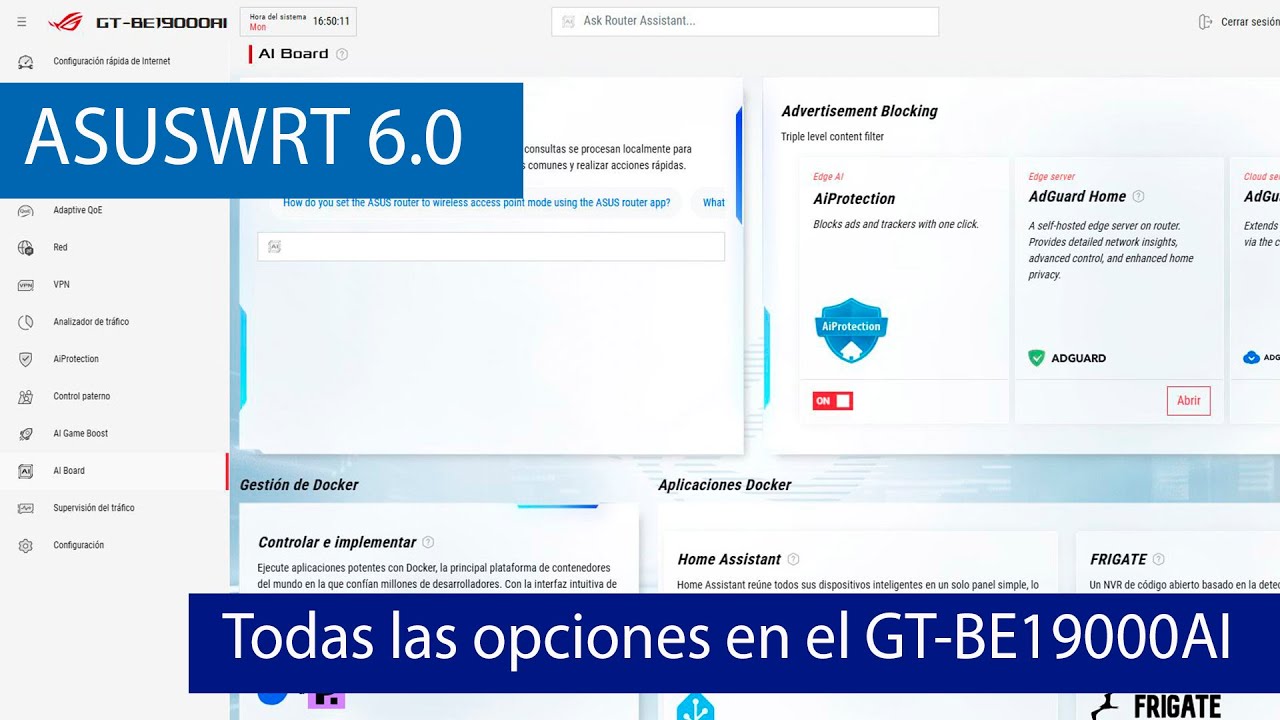 ASUSWRT con DOCKER integrado: conoce todas las opciones en el nuevo GT-BE19000AI