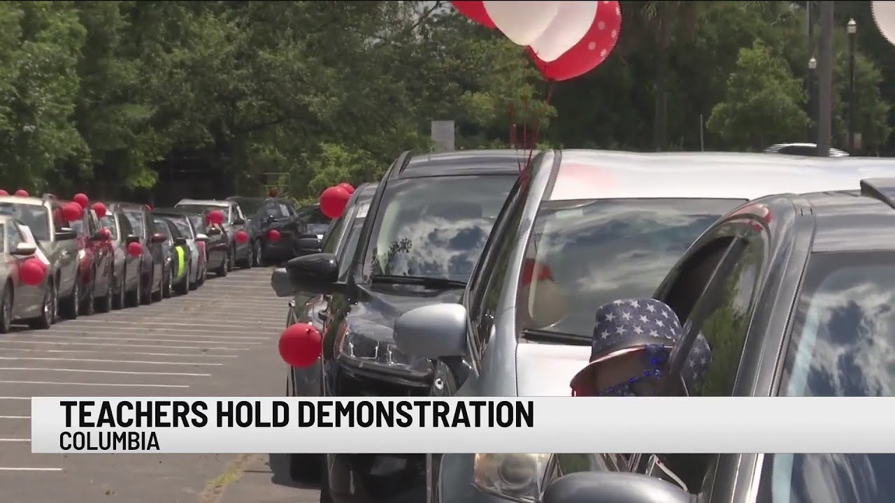 SC teachers protest school reopenings in &lsquo;motor march&rsquo;