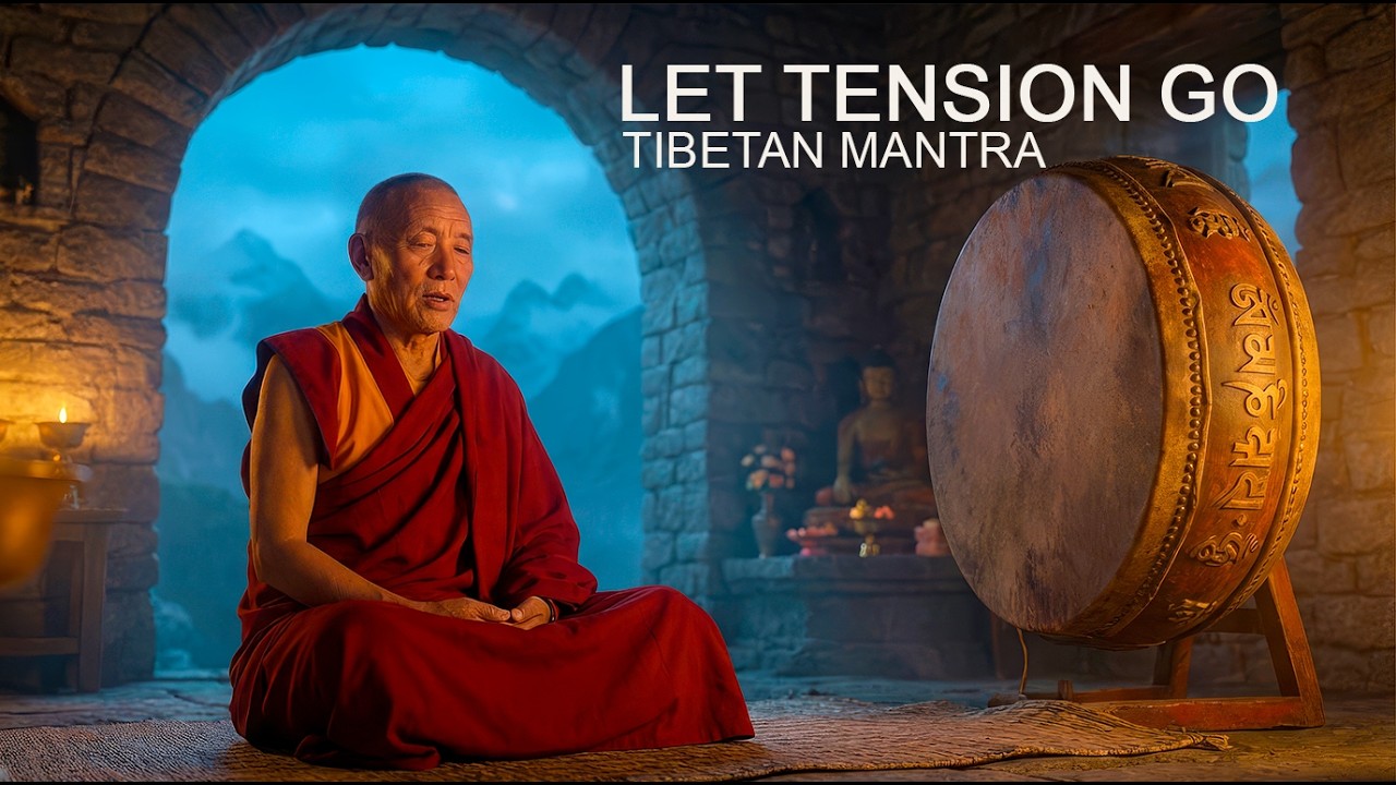 Tibetan Monk Chant Beside a Ritual Drum — Quiet Space | Nervous System Calm