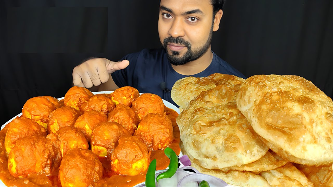 15 EGG LABABDAR, SOFT LUCHI/ PURI, GREEN CHILI, ONION, GRAVY ASMR MUKBANG EATING SHOW || BIG BITES |