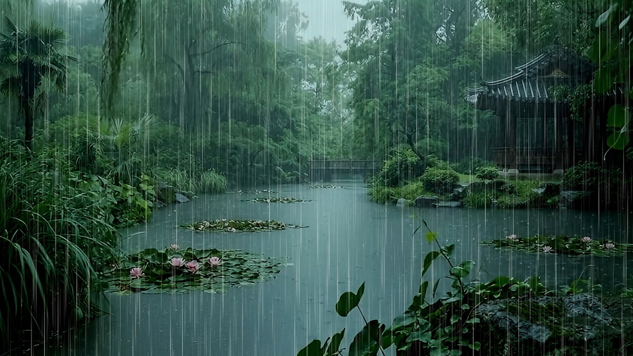 Sleep Soundly with Light Rain on Little Lake | ASMR Forest Rain Sounds for Insomnia, Tinnitus