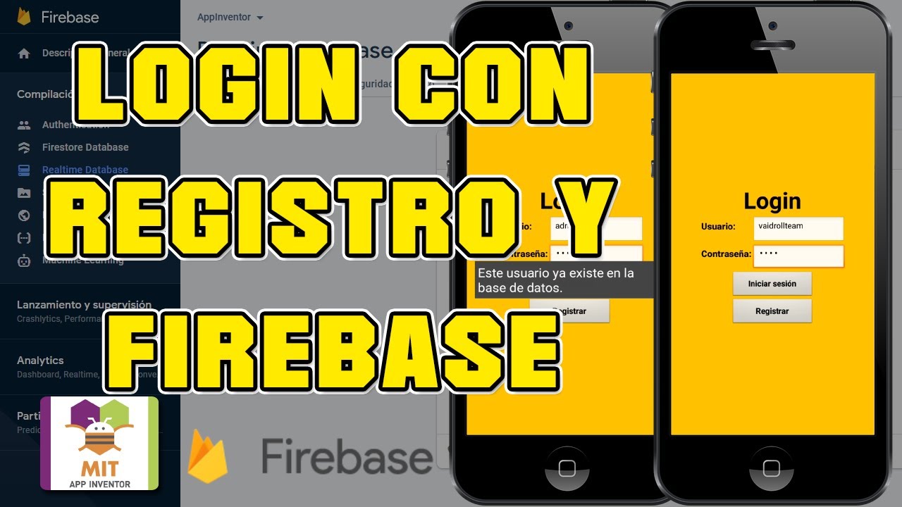 CREAR LOGIN BÁSICO Y REGISTRAR DATOS CON FIREBASE EN MIT App Inventor 2