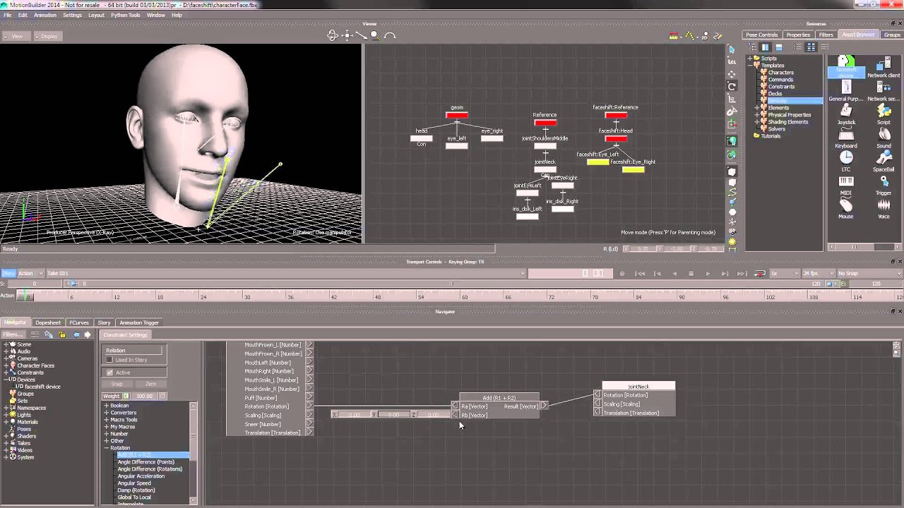 faceshift motion builder plugin tutorial: 4 Rigging Head Eyes