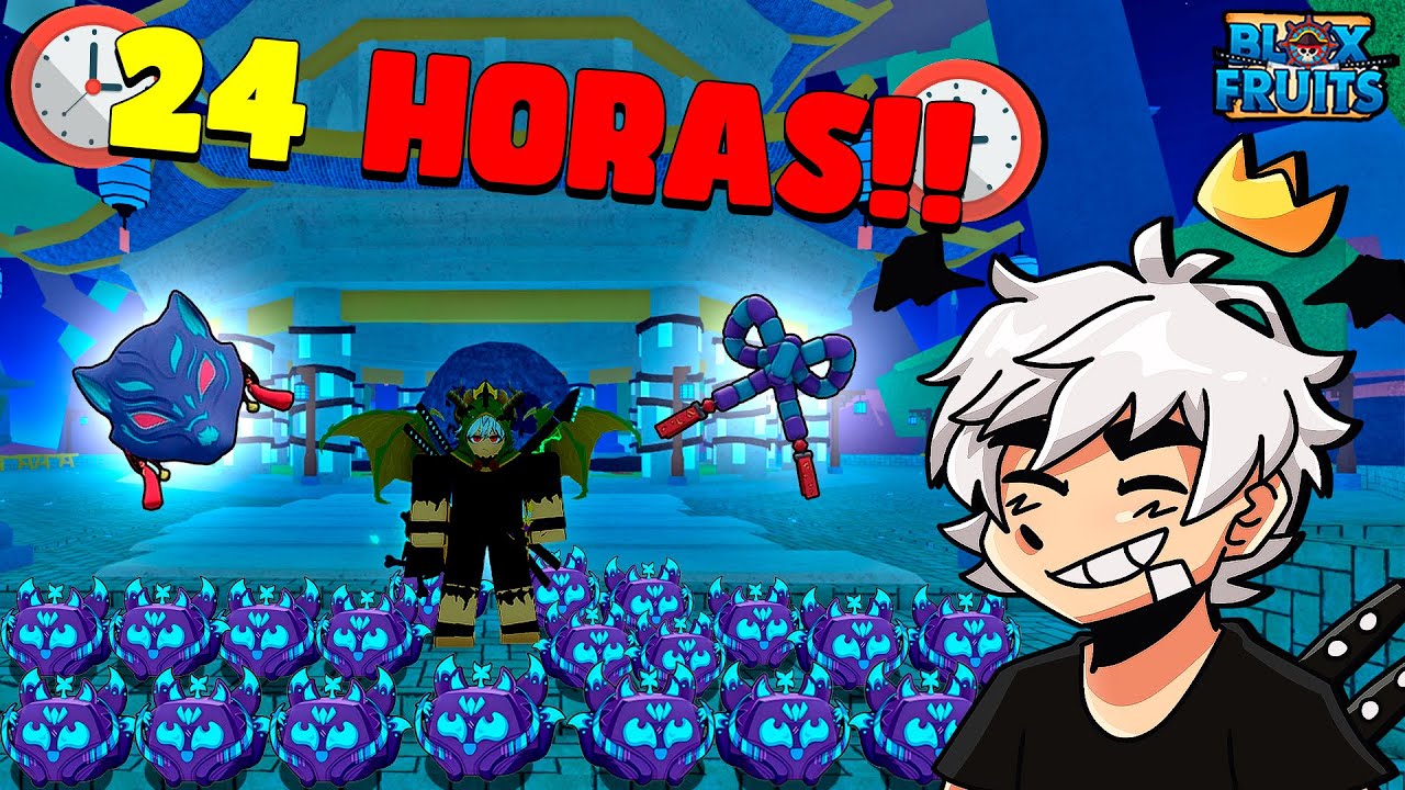 PASSEI 24 HORAS EM BUSCA DE PEGAR TUDO DA ILHA DA KITSUNE NO BLOX FRUITS!!⏰❄️