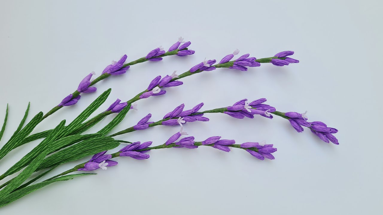 How to make Lavender flowers from crepe paper / Paper Flower / G&oacute;c nhỏ Handmade