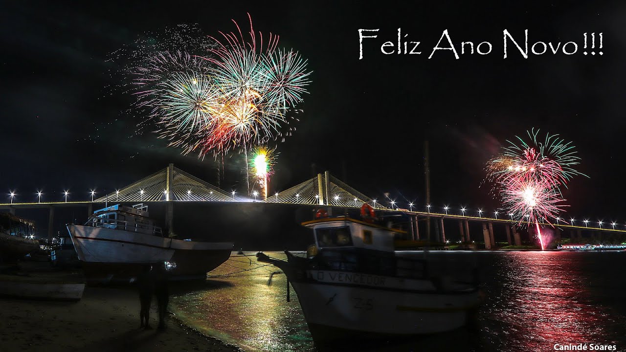 Queima de Fogos na Ponte Newton Navarro. Natal, RN