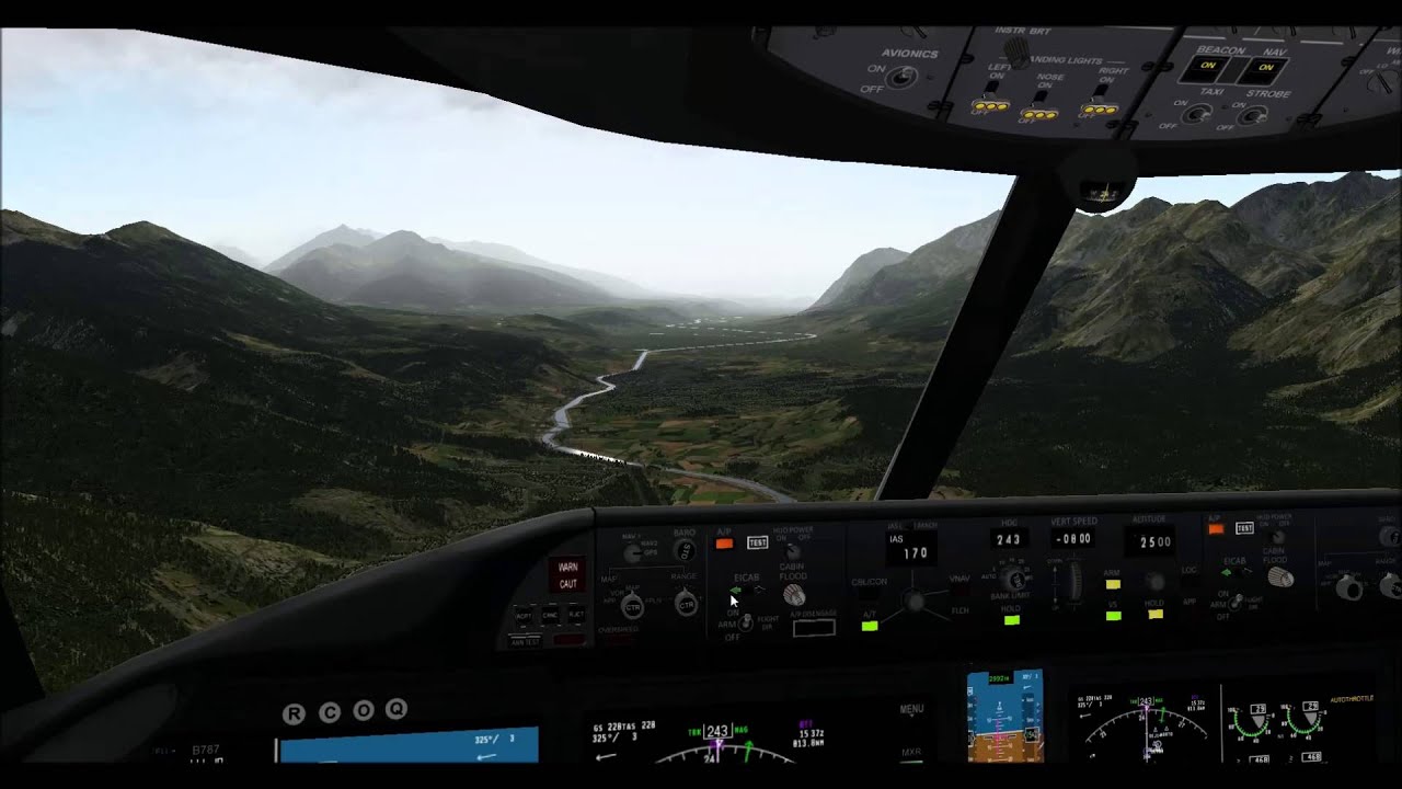Xplane 10  Boeing 787 Dreamliner DHL Landing Innsbruck LOWI