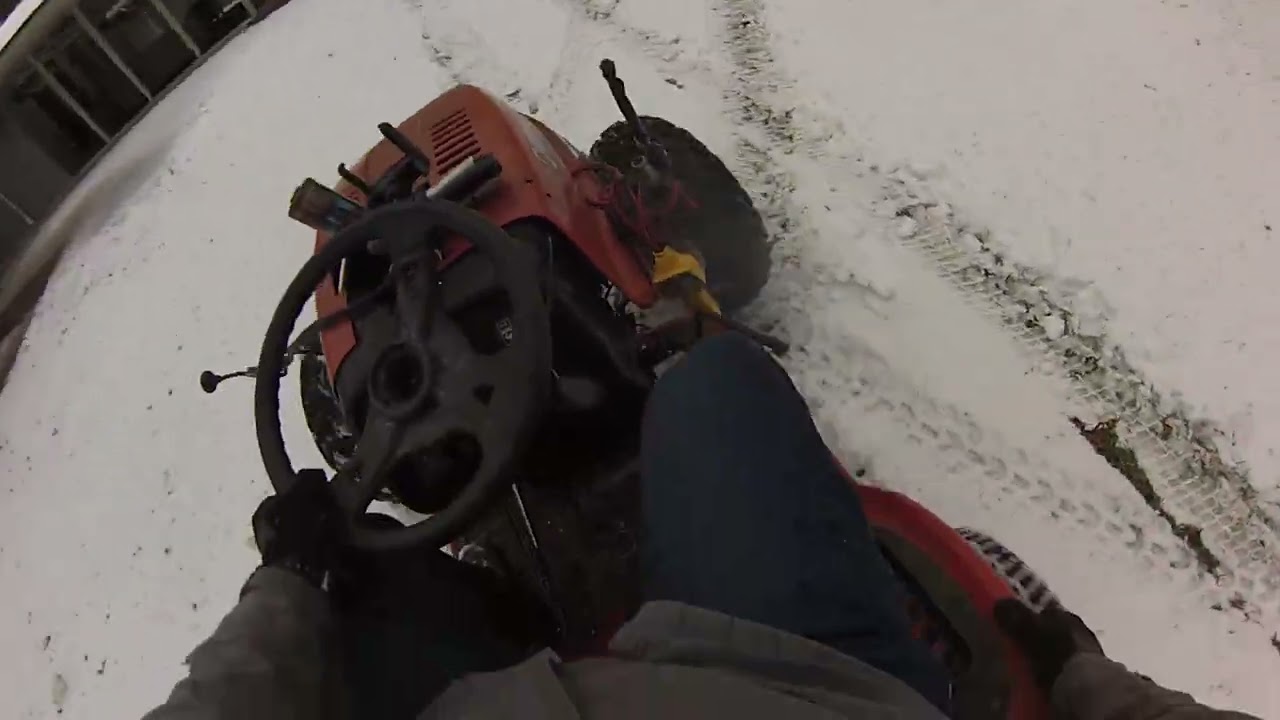 lawnmower first drift in snow