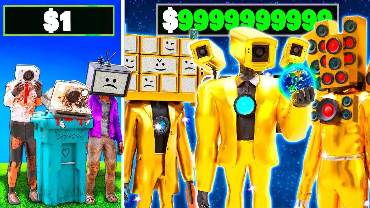 DE $1 A $1,000,000 SKIBIDI TOILET en GTA 5!! (PELICULA)