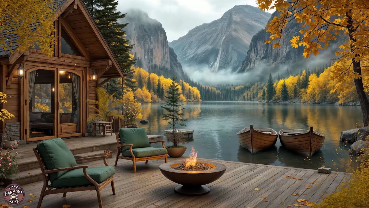 Джазовая музыка в кафе Lakeside | Спокойный джаз с природотерапией для расслабления и позитивного...