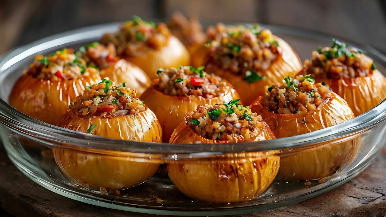 Gefüllte Zwiebel in 20 Minuten? Dieses Rezept musst du probieren!  Schmeckt UNGLAUBLICH!