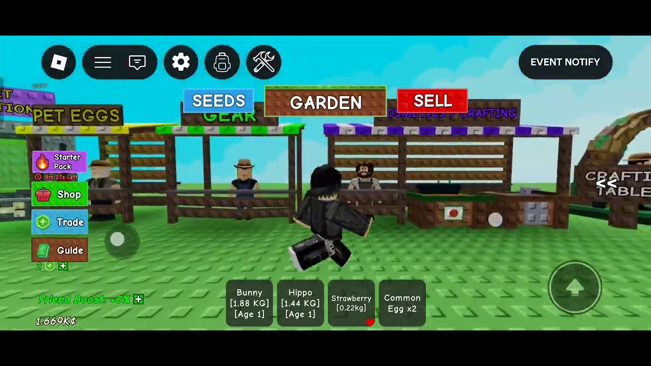 Playing Roblox: Grow a garden part 6 - i got a piggy for 1 token