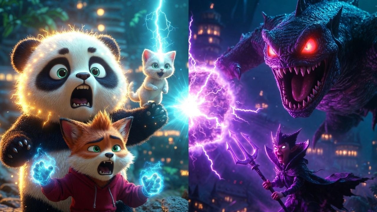 Underwater Monster Attack! Panda & Fox Ultimate Power Reveal 😱⚡