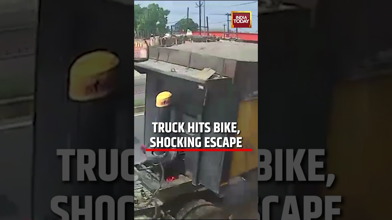Caught on Cam: Truck Hits Bike in Muzaffarnagar, Siblings&rsquo; Shocking Escape #breakingnews #watchnow