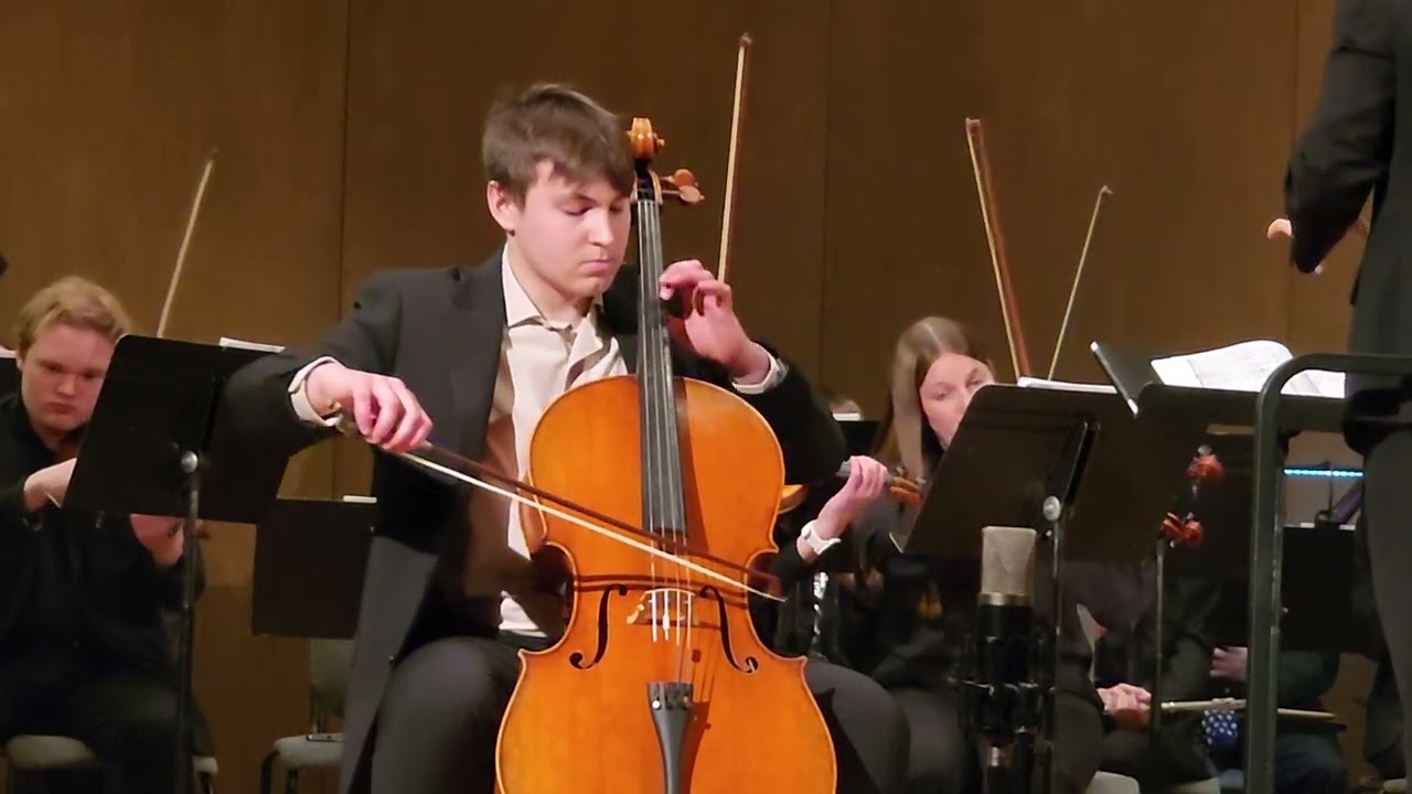 Evan Bourgeois Performing Cello Concerto in E Minor, Op. 85, Edward Elgar