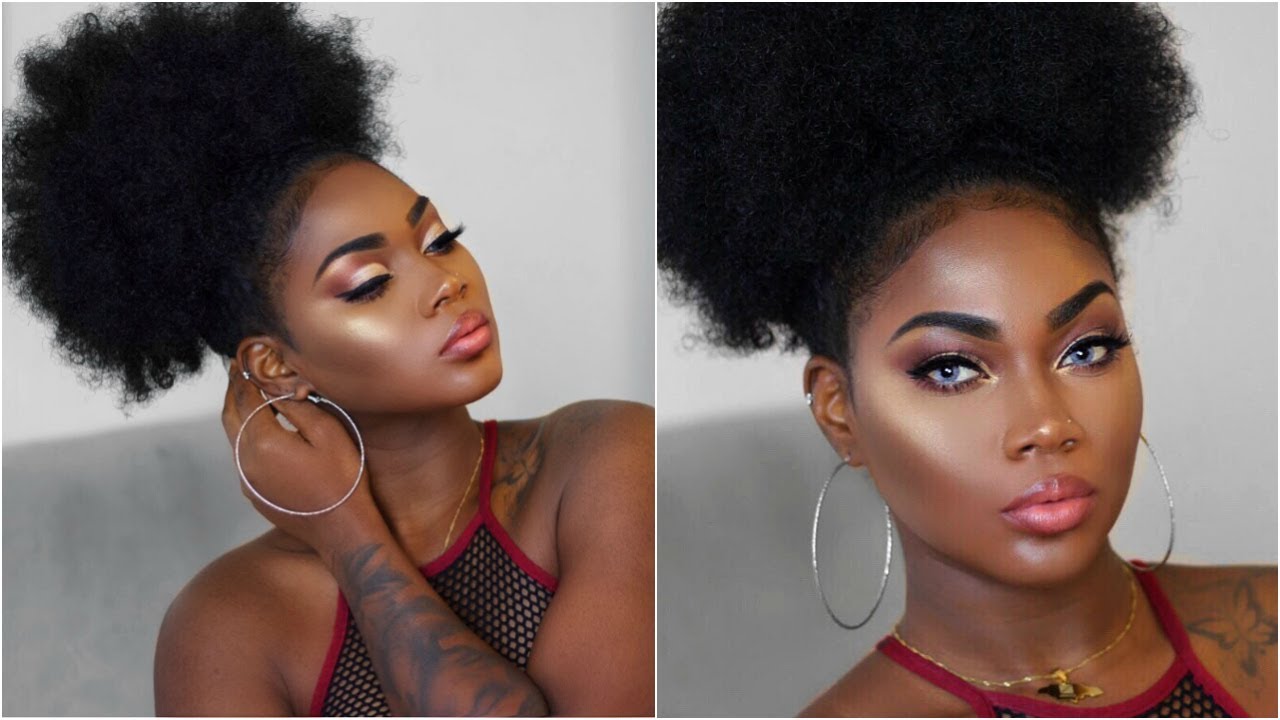 AFRO PUFF and BOLD + EASY CUT CREASE Makeup Tutorial | Shantania Beckford