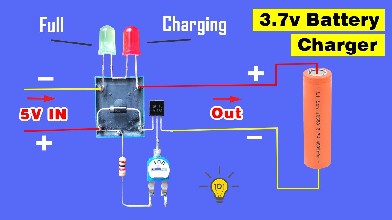 Auto cut off 3.7 volt Battery charger circuit using Relay, Simple 3.7 volt Battery charger
