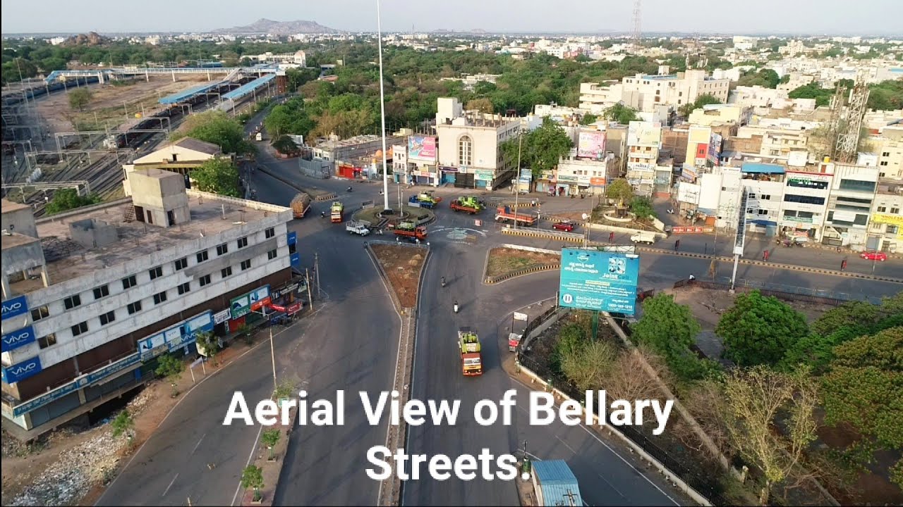 Aerial View of Bellary Streets Lockdown, Daily Observation, Karnataka, India.