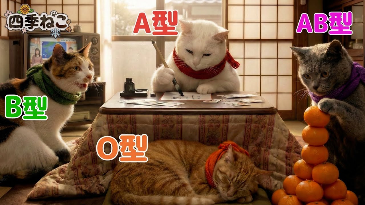 【血液型あるある】AI猫のお正月ルーティン🐱🧧【四季ねこ】