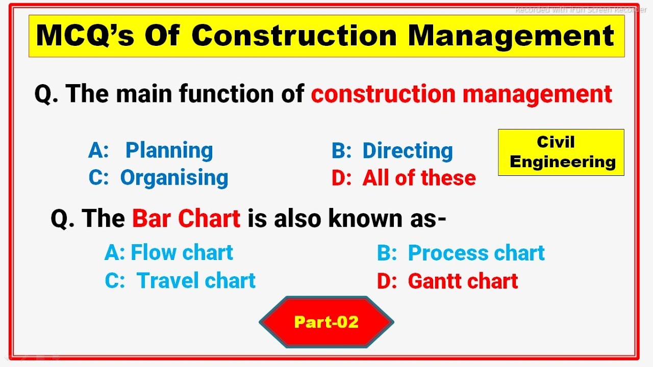 Construction Management MCQ | Objective Type Questions & Answers | Exam Help Center (Part-01)