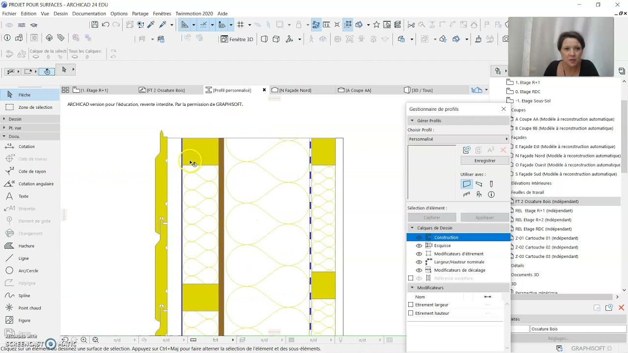 Comment créer un mur en ossature bois avec ArchiCAD avec les profils complexes