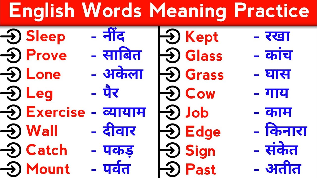 Word Meaning 50/Basic Word Meaning English to Hindi/English Words with Meaning in Hindi/Word Meaning