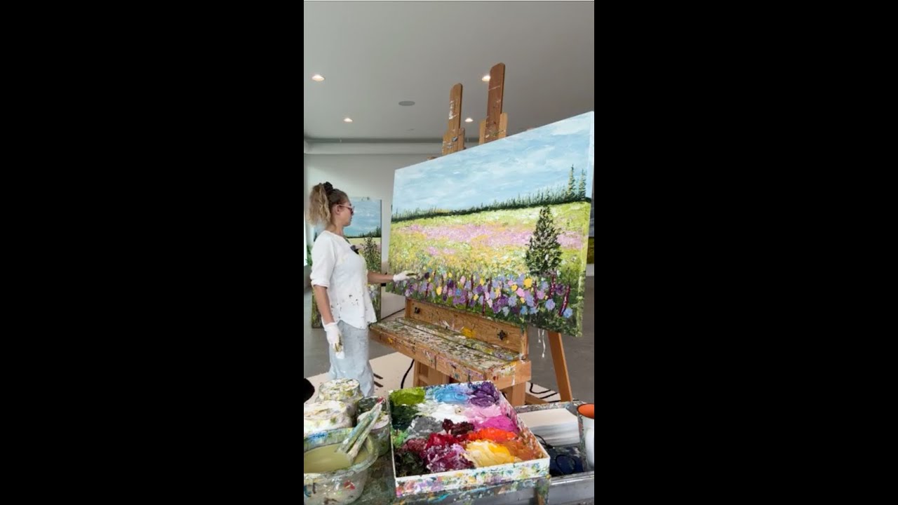 Painting a calming meadow with wildflowers - Giselle Denis Fine Artist