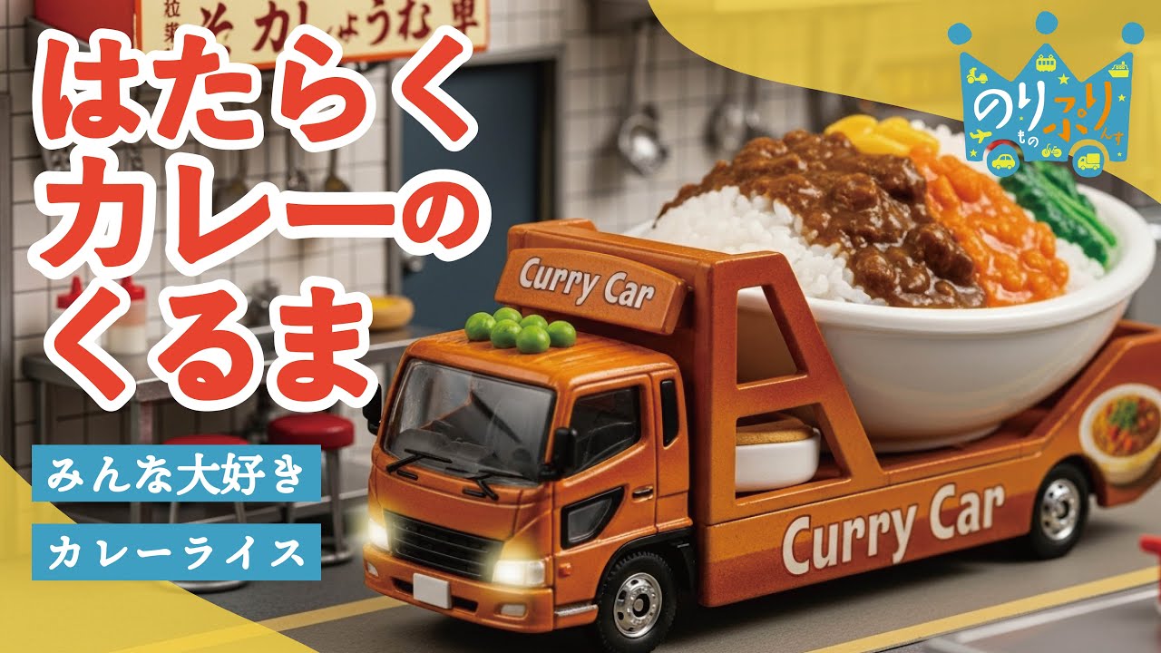 【のりものうた】はたらくカレーのくるま！いろんな車があるんだな！いろんなカレーがあるんだな！ / はたらくくるま 消防車 タンクローリー ショベルカー カーキャリア クレーン車など