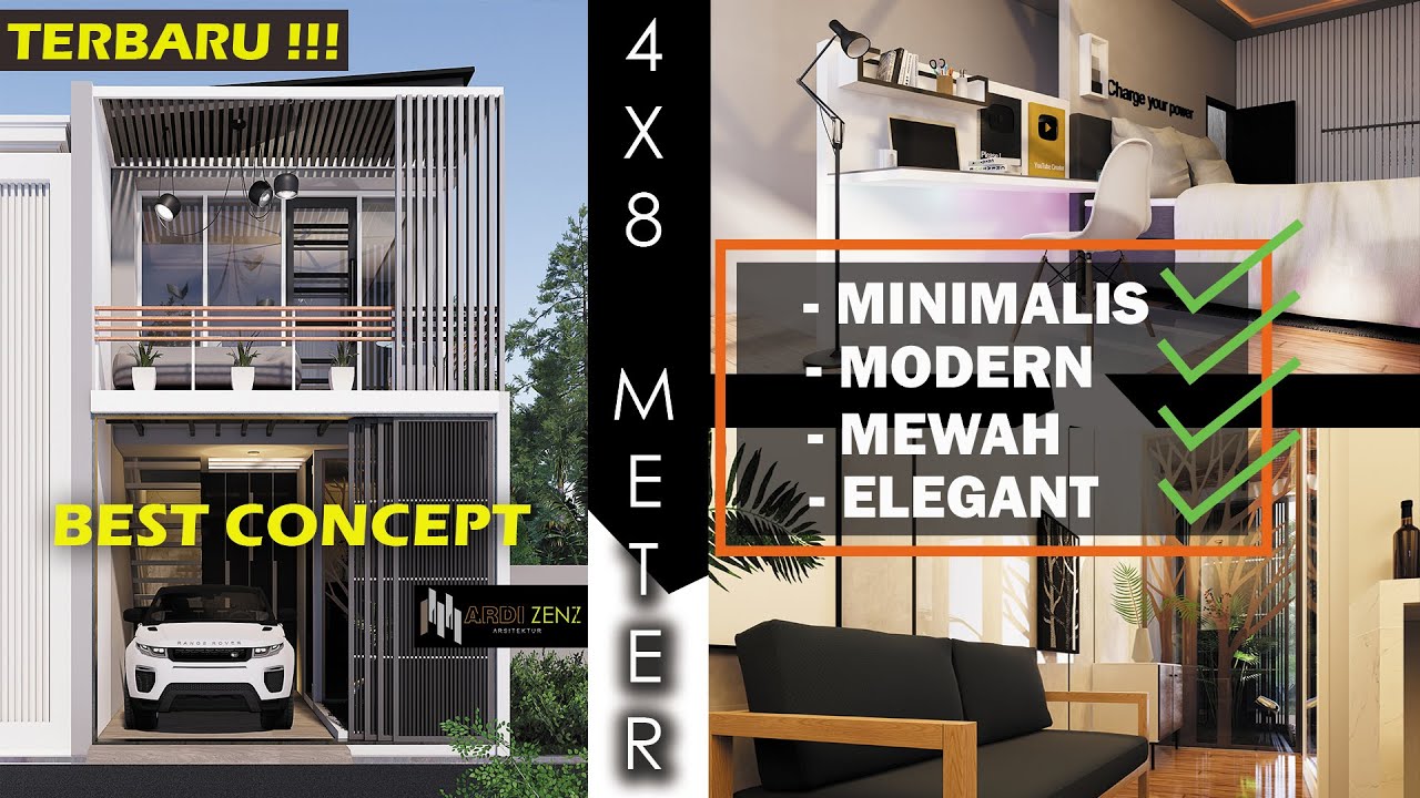 Desain Rumah Minimalis Modern 4x8 Meter | TERBARU !