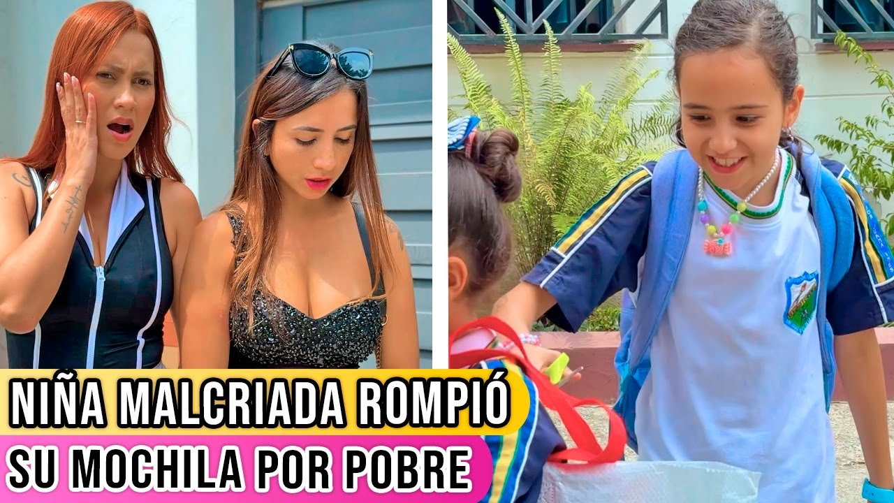 Niña malcriada rompe la mochila de la hija de un barrendero