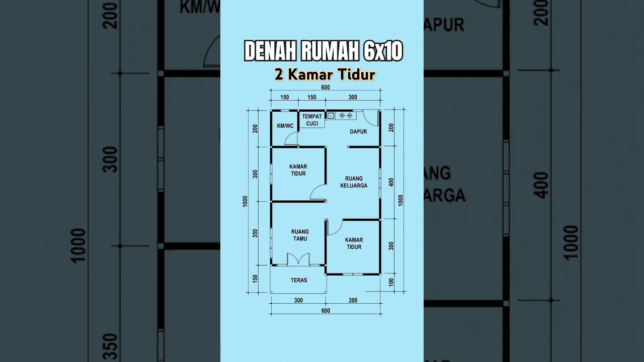 DENAH RUMAH 6x10 2 KAMAR TIDUR #denahrumah #denahrumahsederhana #rumahminimalis #rumahsederhana